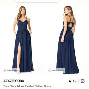 Azazie Cora Dress - dark navy